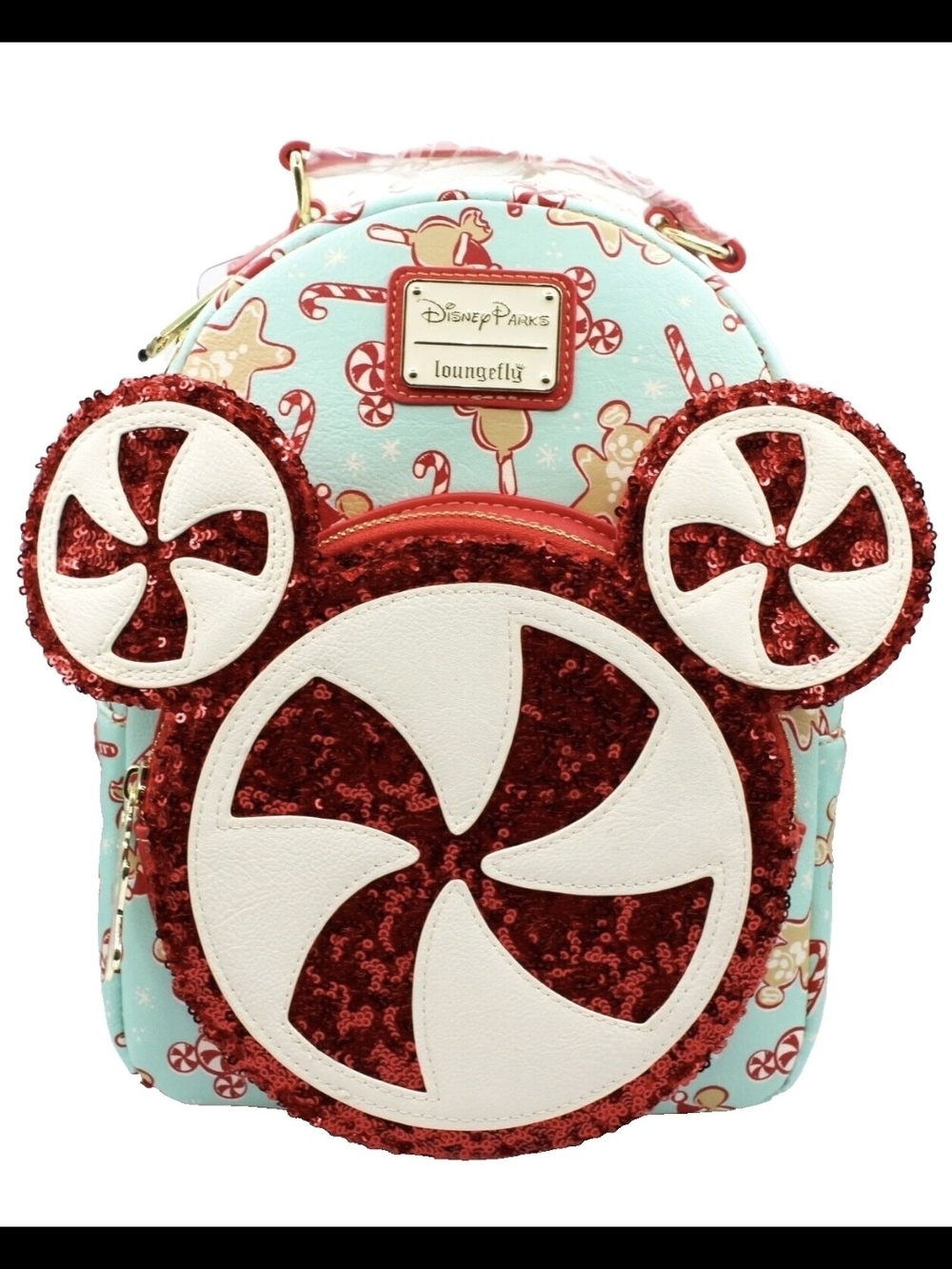 Loungefly x Disney Parks Kids Candy Cane Peppermint Mini Backpack - Red & Aqua